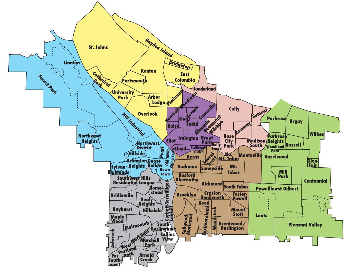 kaart van Portland en de omliggende gebieden