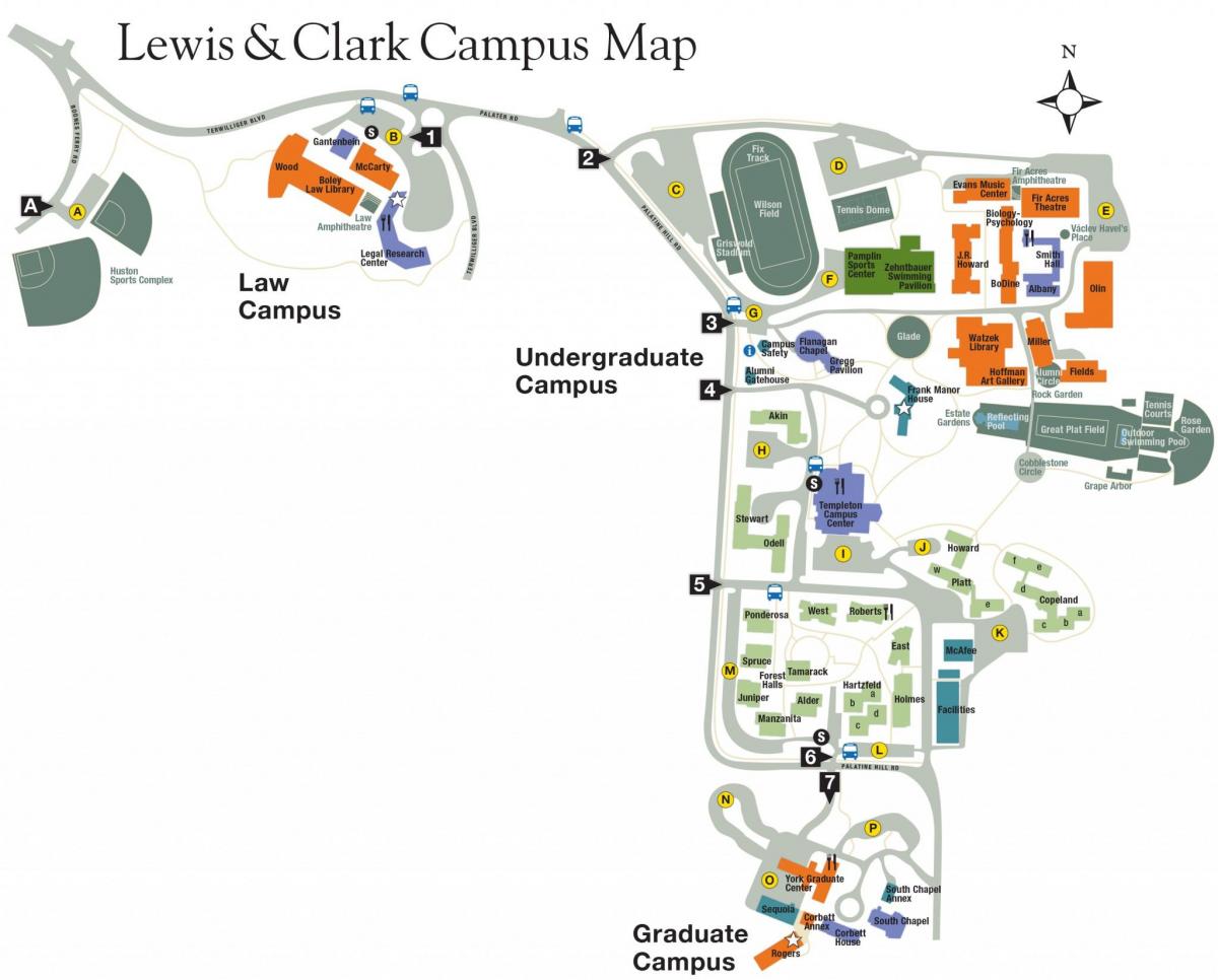 kaart van lewis en clark College
