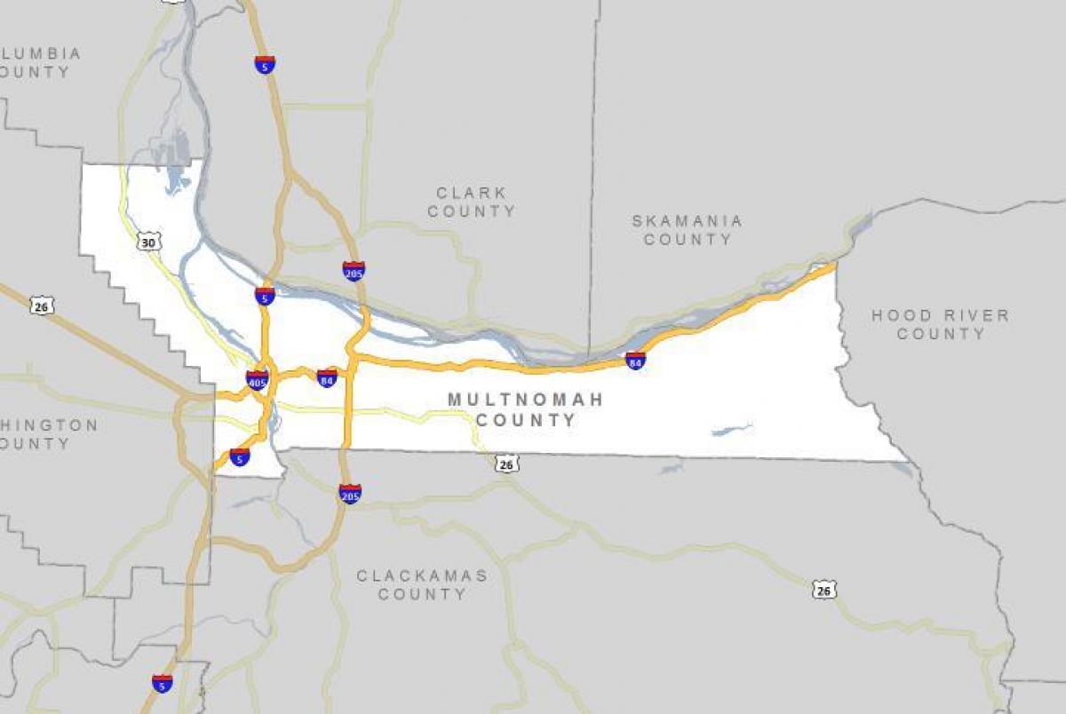 Multnomah county Oregon kaart