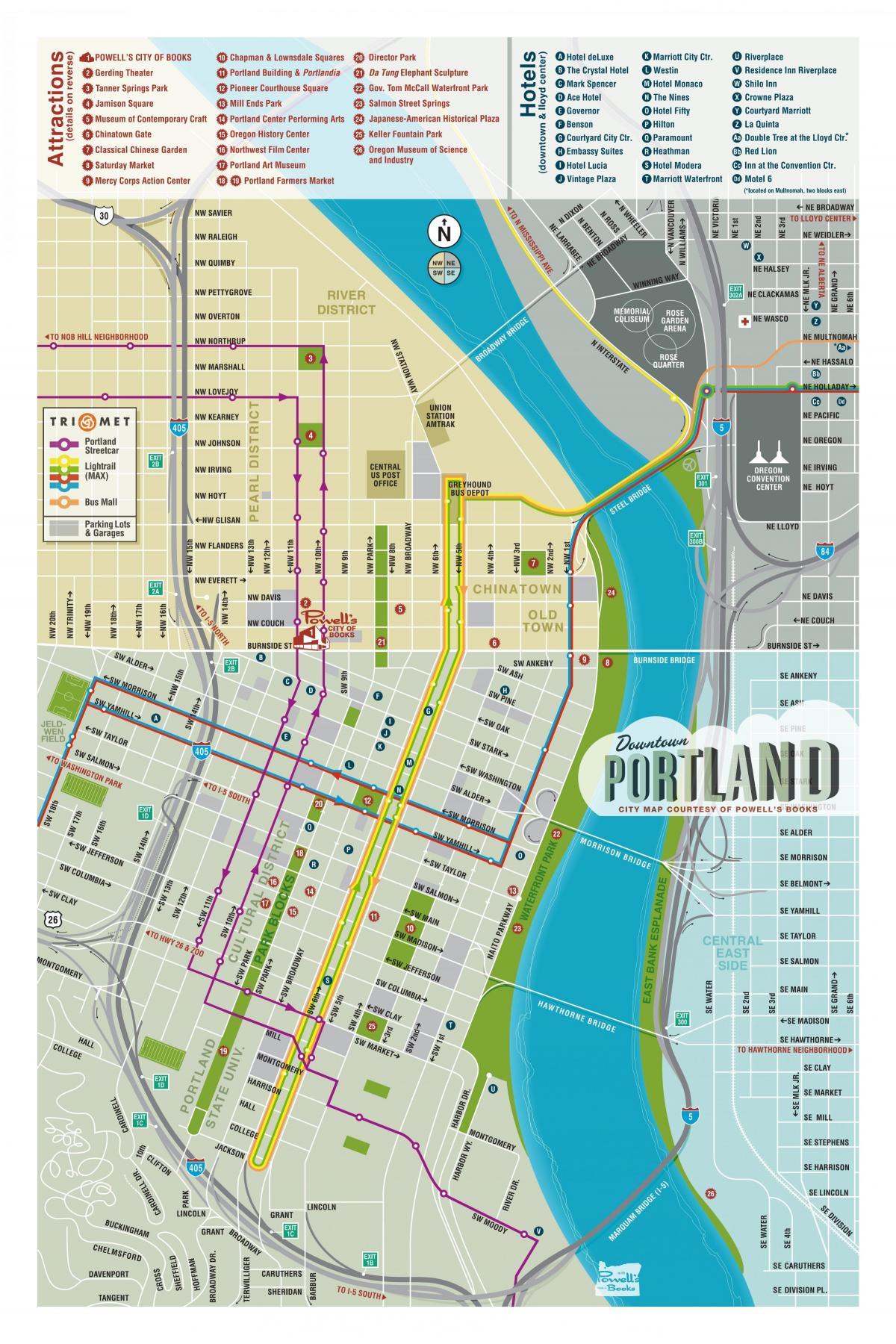 kaart van Portland bezoekers