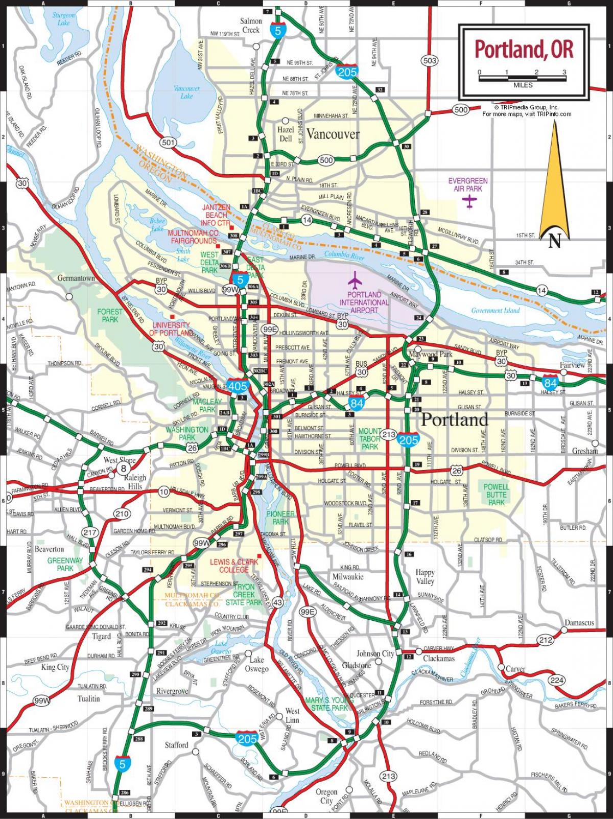 Portland road kaart