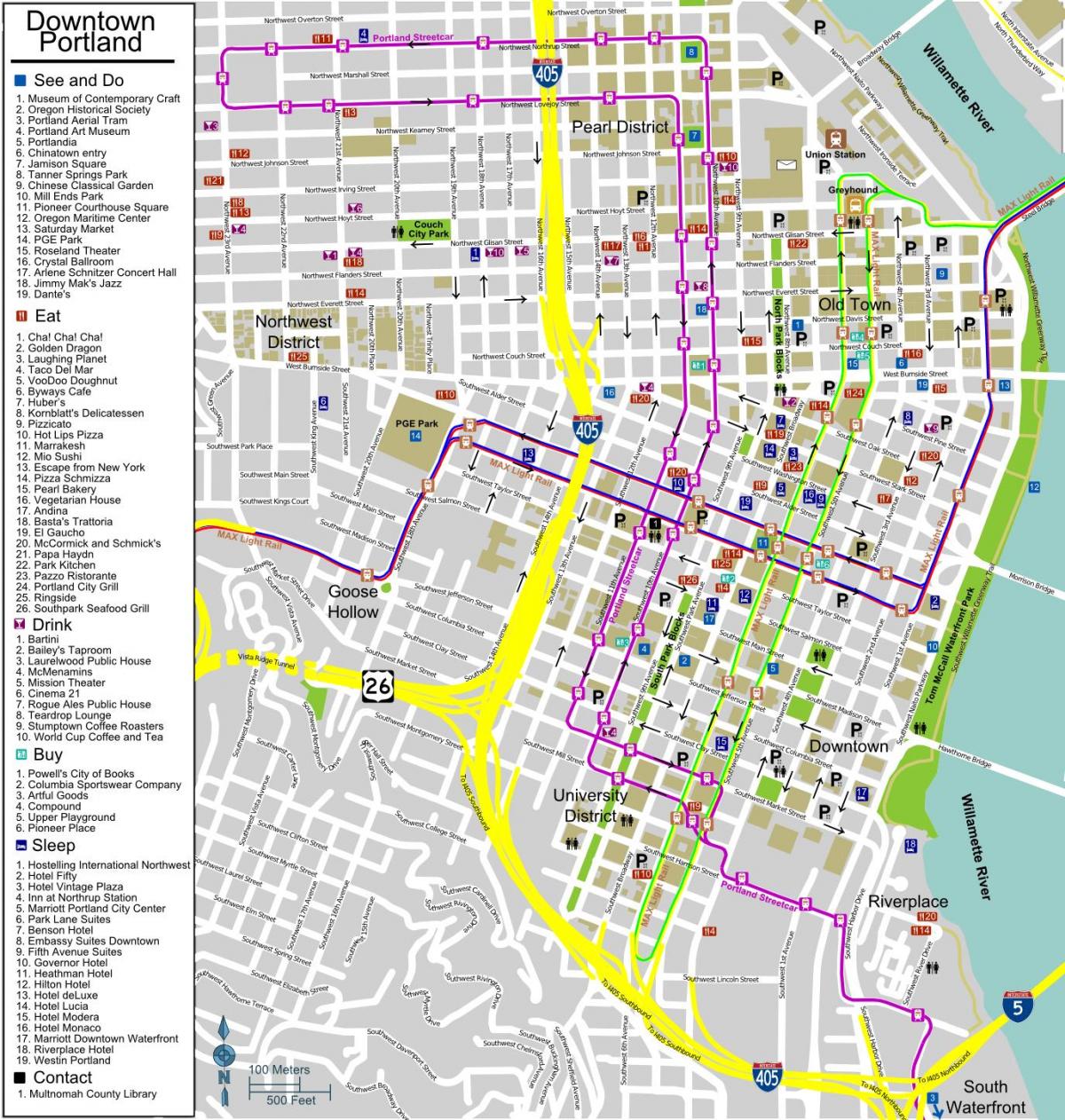 gratis parkeergelegenheid, Portland kaart bekijken