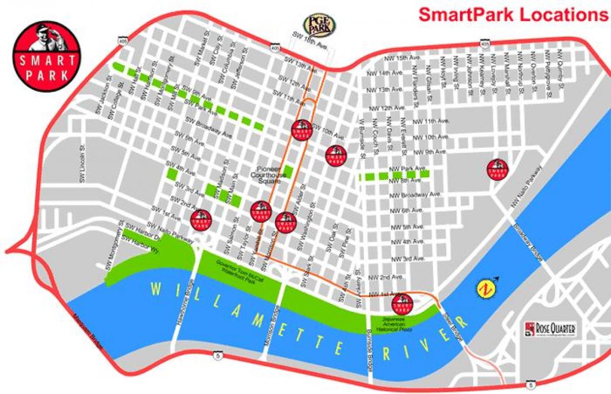 kaart van Portland smart park