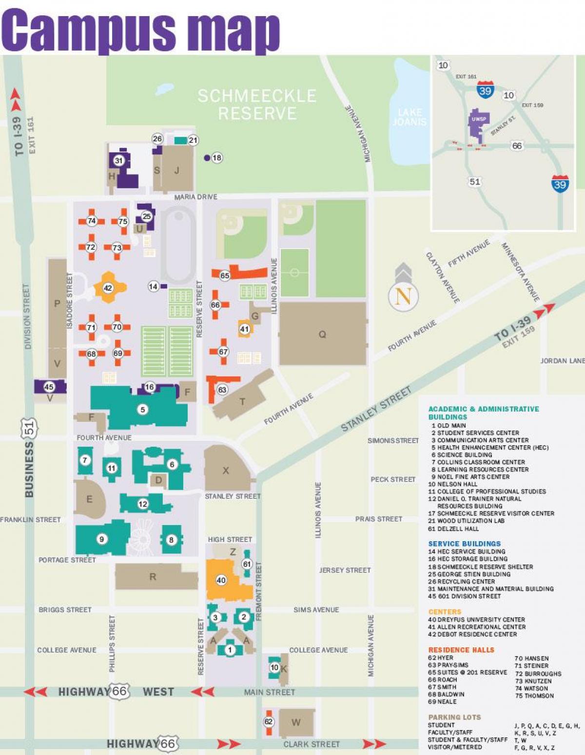 kaart van Portland state University