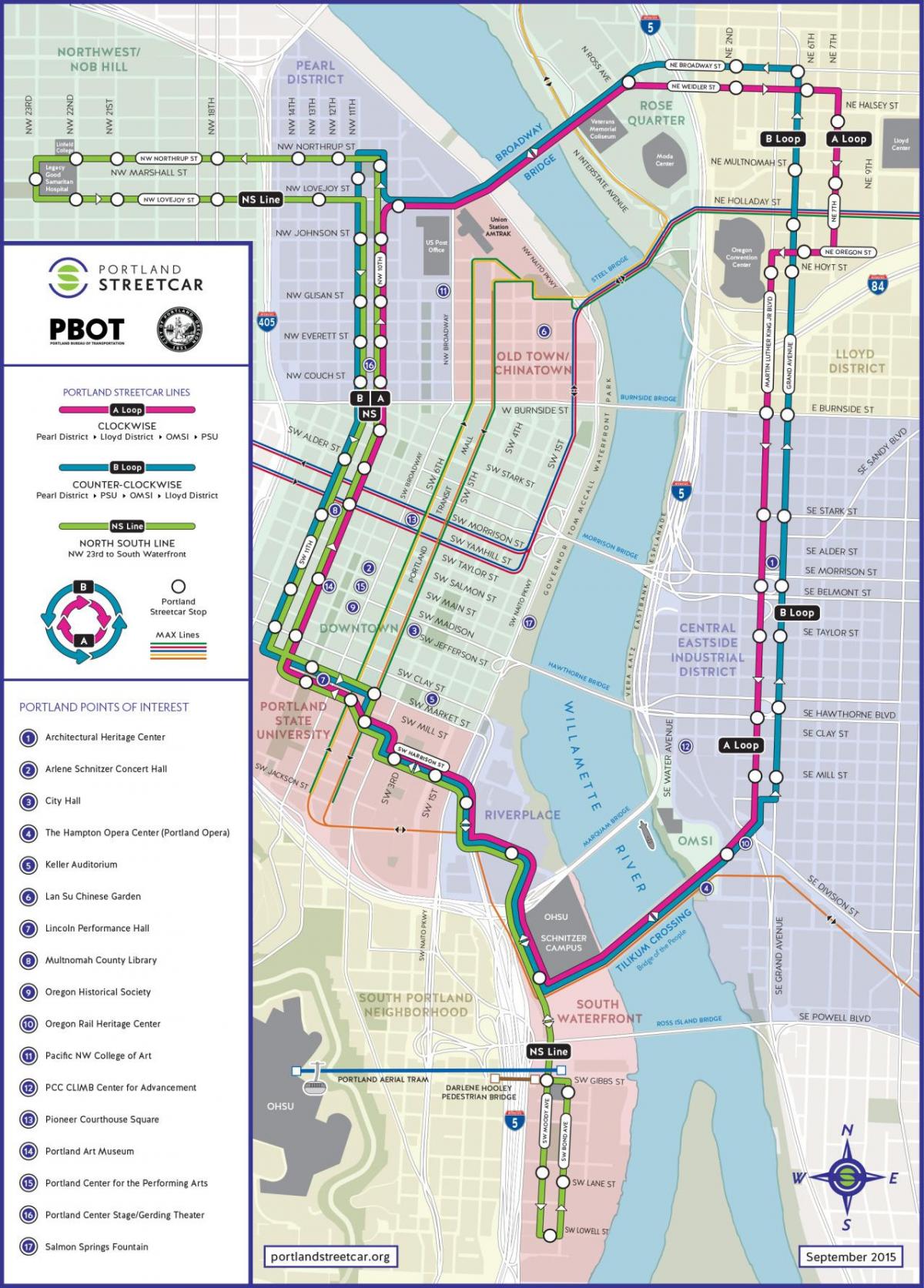 tram Portland kaart bekijken